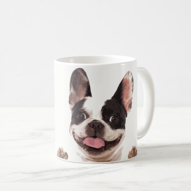 Taza de café feliz del bulldog francés (Anverso derecho)