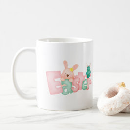 Taza De Café Feliz deseo de Pascua - Graciosos besos conejitos