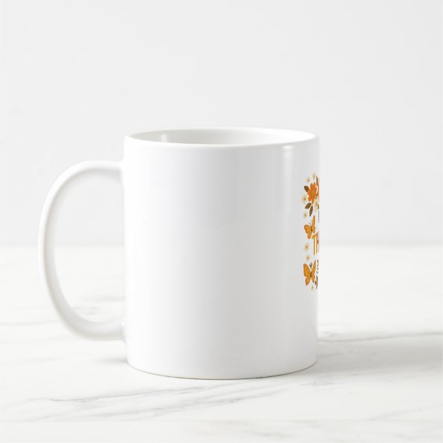 Taza De Café Feliz Día de Acción de Gracias Calabaza Floral Clá (Izquierda)