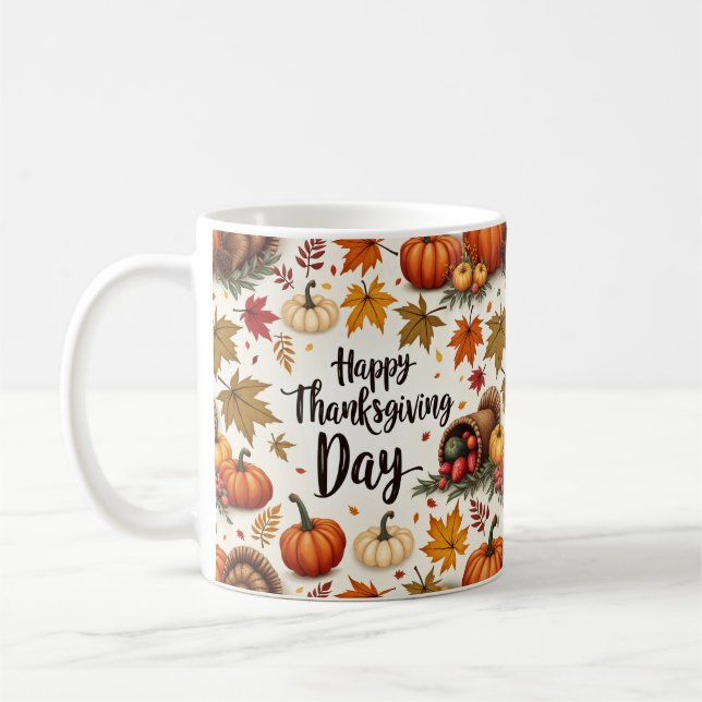 Taza De Café Feliz Día de Acción de Gracias Clásico Mug (Izquierda)