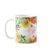 Feliz Día de Acción de Gracias Floral de calabaza