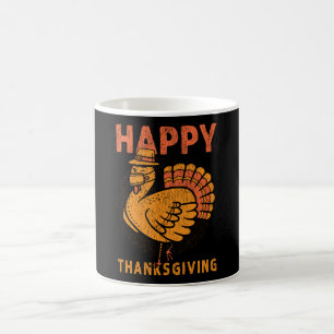 Taza De Café Feliz Día de Acción de Gracias Máscara Retro Pavo