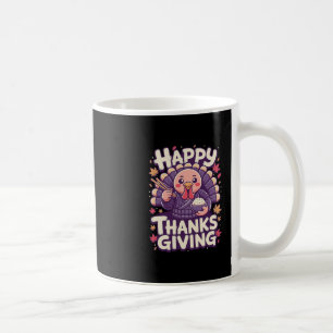 Taza De Café Feliz Día de Acción de Gracias Pavo Lindo Con Arro