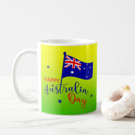 Taza De Café Feliz Día de Australia Bandera Verde Oro