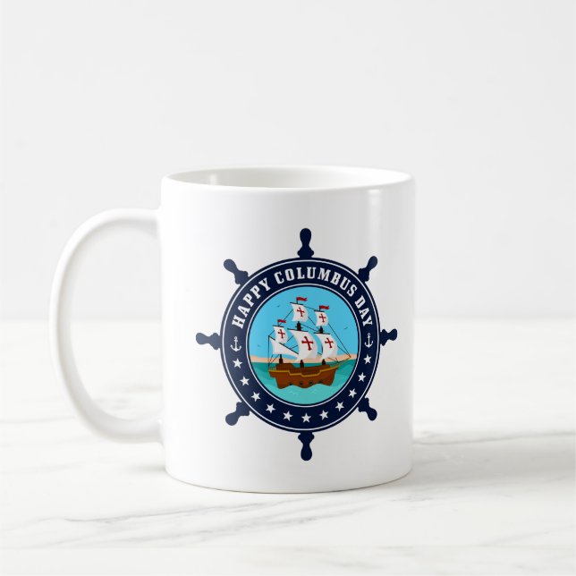 Taza De Café Feliz Día de Colón Mug | Café de vacaciones de Exp (Izquierda)