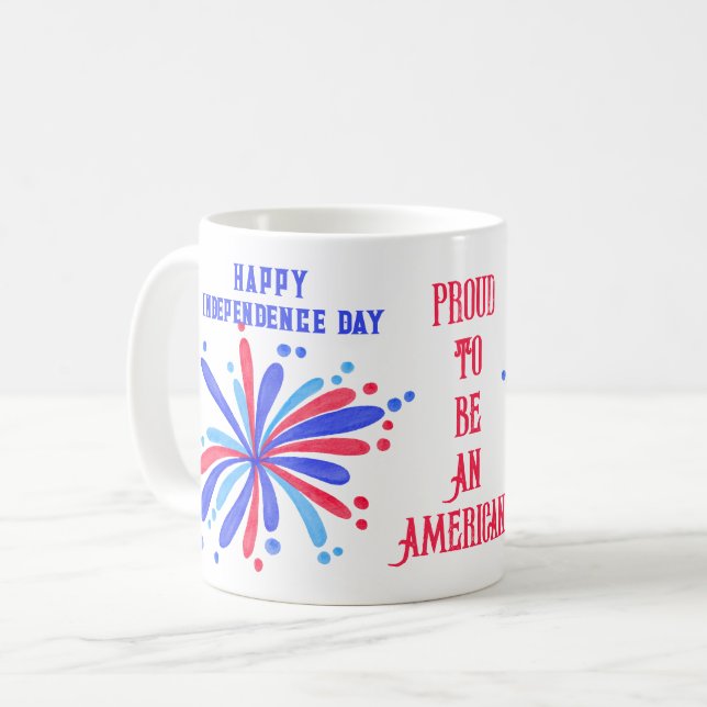 Taza De Café Feliz Día de la Independencia café Mug (Anverso izquierdo)