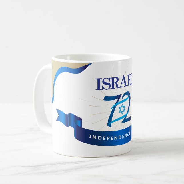 Taza De Café Feliz Día de la Independencia de Israel Estrella A (Anverso izquierdo)