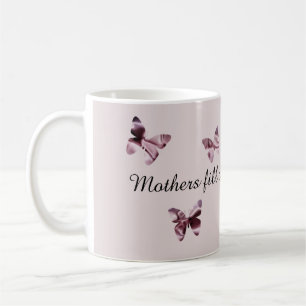 Taza De Café Feliz Día de la Madre Amor Mariposa satinada rosad