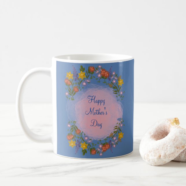 TAZA DE CAFÉ FELIZ DÍA DE LA MADRE(AZUL)CAFÉ MUG (Con donut)