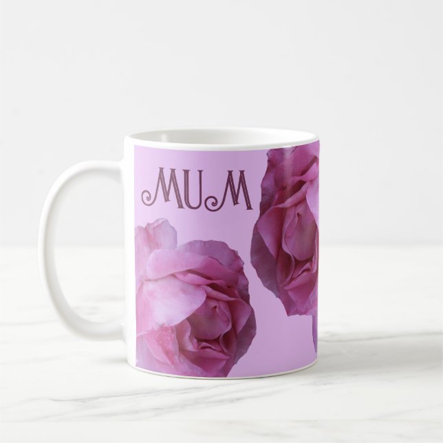 Taza De Café Feliz Día de la Madre bonito rosa Mamá floral dive (Izquierda)