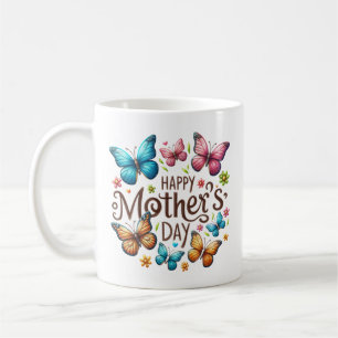 Taza De Café Feliz Día de la Madre con Clipart de Mariposas