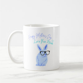 Taza De Café Feliz Día de la Madre Conejo Azul