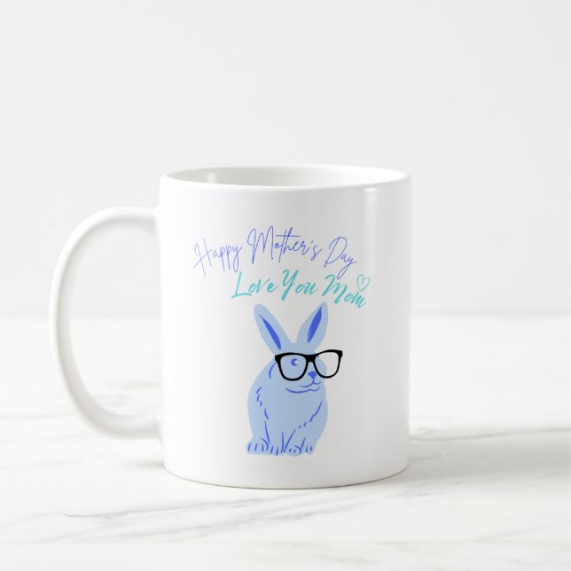 Taza De Café Feliz Día de la Madre Conejo Azul (Izquierda)