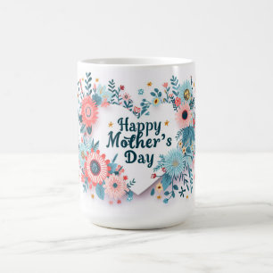 Taza De Café Feliz Día de la Madre Corazón Floral