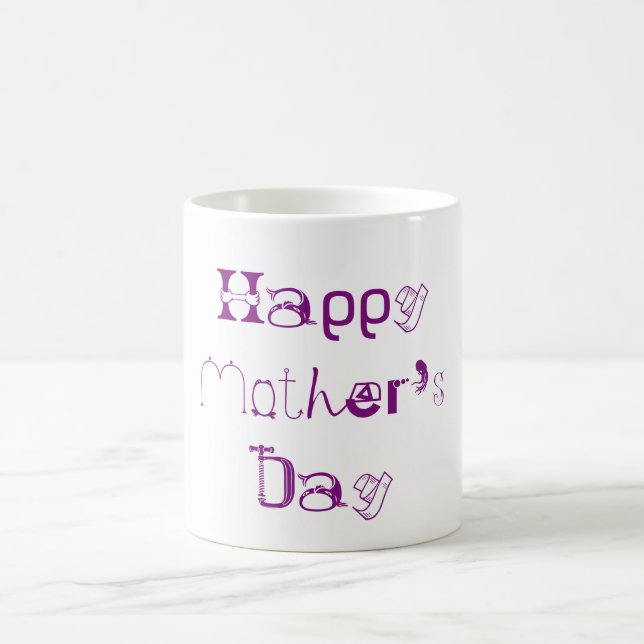 Taza De Café Feliz Día de la Madre, divertida tipografía (Centro)