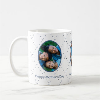 Taza De Café Feliz Día de la Madre Dusty Blue y Blanco