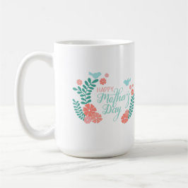 Taza De Café Feliz día de la madre, floral azul y rosa