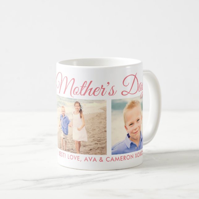 Taza De Café Feliz día de la madre, foto manuscrita rosada de K (Anverso derecho)