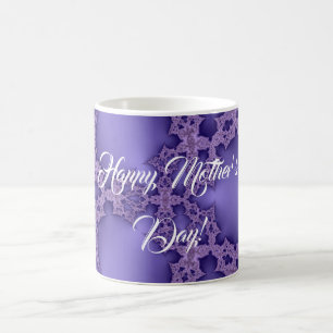 Taza De Café Feliz Día de la Madre, fractal morado