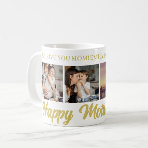 Taza De Café Feliz Día de la Madre Mamá Fotograma de Oro Café e