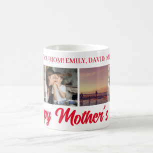 Taza De Café Feliz Día de la Madre Mamá Red Photo Grid Café Mug