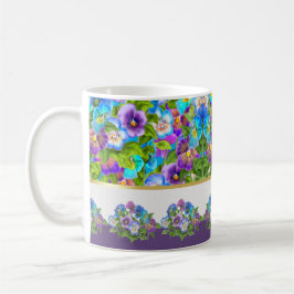 Taza De Café Feliz Día de la Madre Pansy Violet Flores acuática