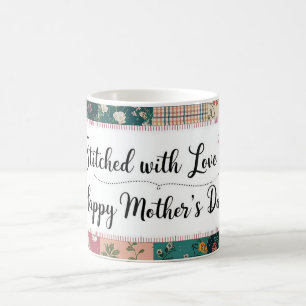 Taza De Café Feliz Día de la Madre - Patrón de Colcha Retro Ado