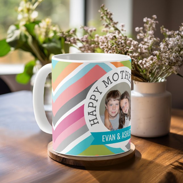 Taza De Café Feliz Día de la Madre - Plantilla de fotografía Pe (Mug template with a place for photos and custom text)