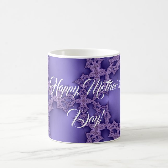 Taza De Café Feliz Día de la Madre, púrpura fractal (Centro)