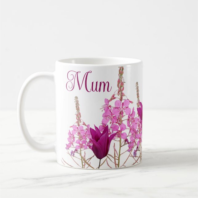 Taza De Café Feliz Día de la Madre Regalo flores rosadas regalo (Izquierda)
