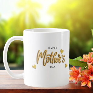 Taza De Café Feliz día de la madre Relieve metalizado de oro Co