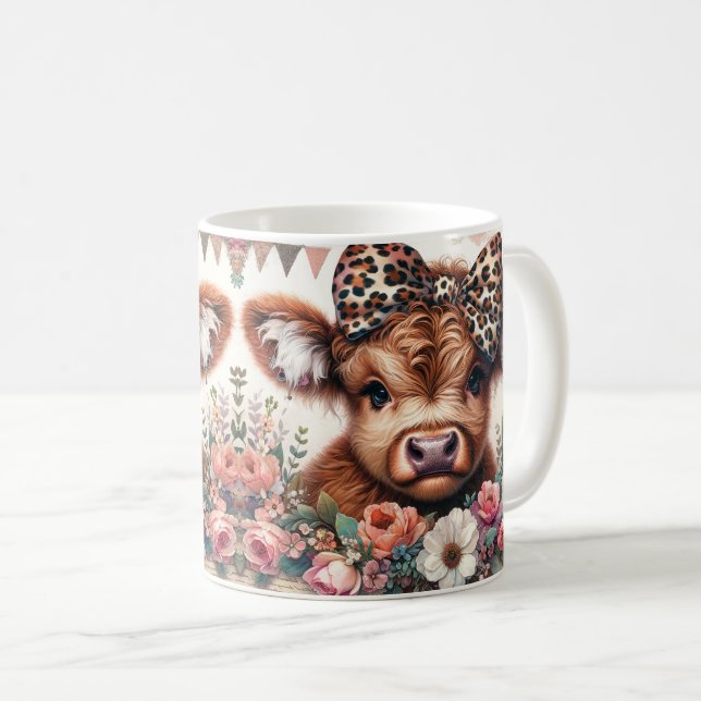 Taza De Café Feliz Día de la Madre/ Vaca Highland (Anverso derecho)