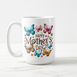 Taza De Café Feliz Día de las Madres con Clipart de Mariposas