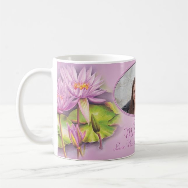 Taza De Café Feliz Día de las Madres: lirio de agua "foto propi (Izquierda)