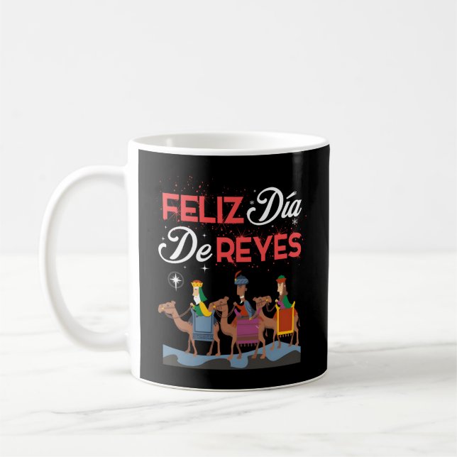 Taza De Café Feliz Día de los Reyes Tres Felices Epifanía (Izquierda)