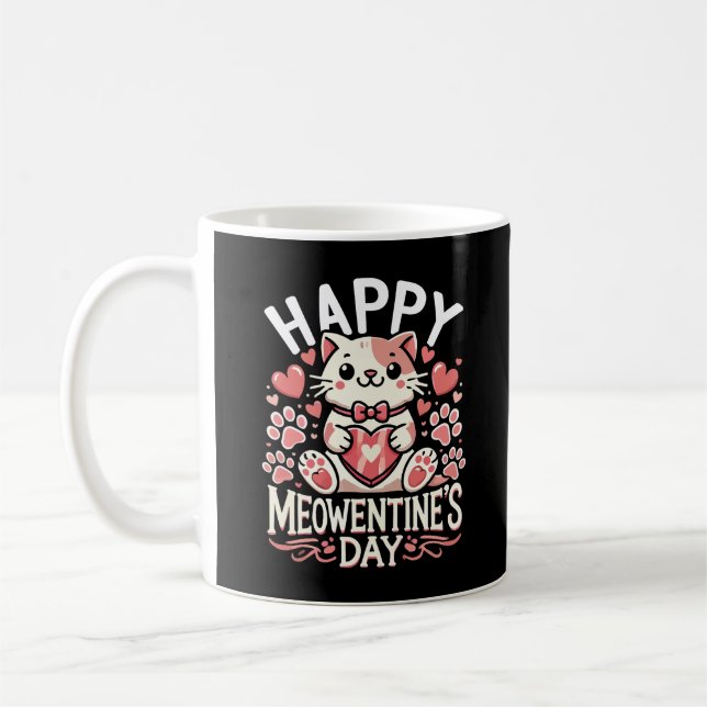 Taza De Café Feliz Día de Meowentine - El día de San Valentín d (Izquierda)