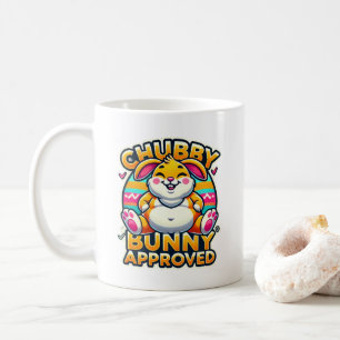 Taza De Café Feliz Día de Pascua Chubby Bunny aprobado
