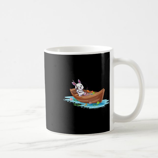 Taza De Café Feliz Día de Pascua, conejito pescador, niños homb (Derecha)