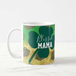Taza De Café Feliz día de San Patricio Bendita Mamá Mama