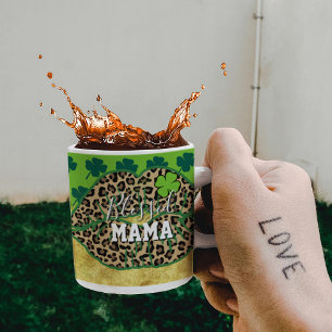 Taza De Café Feliz día de San Patricio Bendita mamá Mama Labios