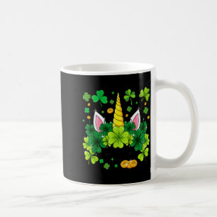 Taza De Café Feliz día de San Patricio Cara de unicornio Trébol