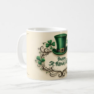 Taza De Café Feliz día de San Patricio Diseño de trébol