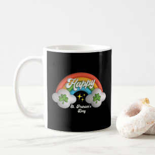 Taza De Café Feliz Día de San Patricio, lindo arcoiris