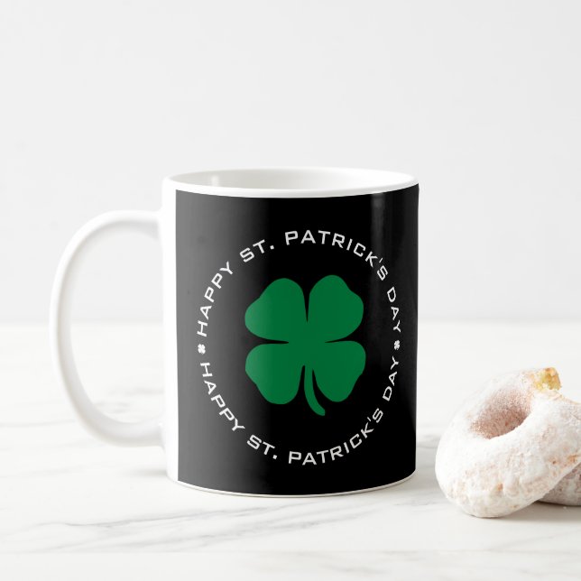 Taza De Café Feliz Día de San Patricio Shamrock Lucky Charm (Con donut)