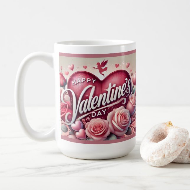 Taza De Café ¡Feliz Día de San Valentín! (Con donut)