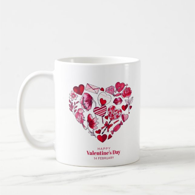 Taza De Café "Feliz Día de San Valentín - Amor romántico" (Izquierda)