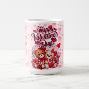 Taza De Café Feliz Día de San Valentín amor Teddy Bear Pareja