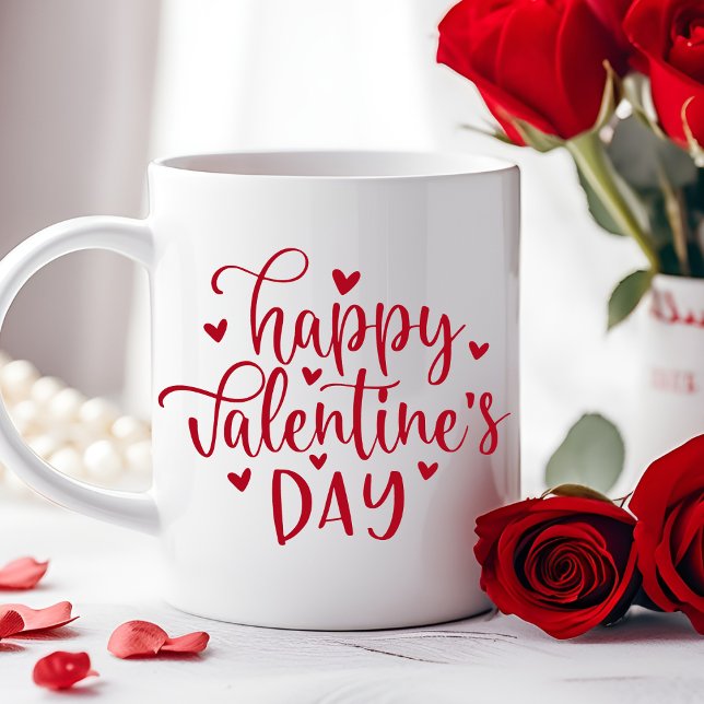 Taza De Café Feliz Día de San Valentín, calor rojo (Happy Valentine's Day Red Heats Coffee Mug)