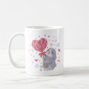 Taza De Café Feliz día de San Valentín con Bunny y Lollipop