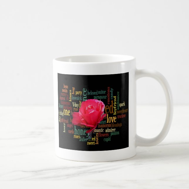 Taza De Café Feliz Día de San Valentín con elegantes rosas roja (Derecha)